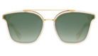 Gold-framed Krewe sunglasses with green gradient lenses on a white background