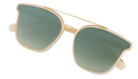 Gold-framed Krewe sunglasses with green gradient lenses on a white background
