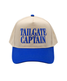 Beige and blue cap with 'TAILGATE CAPTAIN' text on a white background