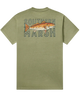 Green t-shirt with 'Southern Marsh' and redfish graphic on a white background