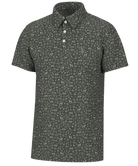 Brown and Green patterned polo shirt on a white background. The Hunt Polo