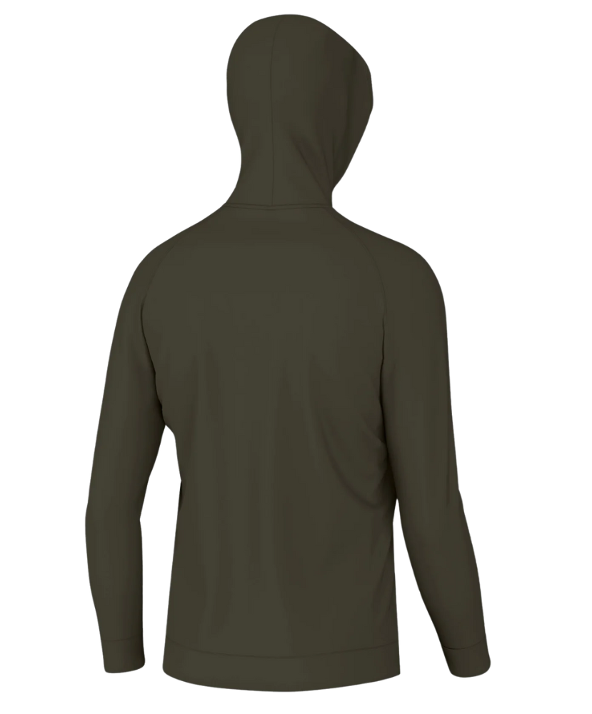 A brown hoodie with an adjustable drawstring hood, zipper front, and the 'Local Boy' brand tag visible on the chest.