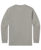 Burnt Sage long-sleeve henley shirt on a white background