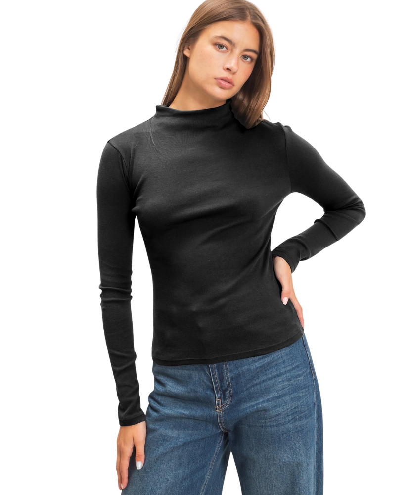 Midnight Muse Mockneck Fitted Top