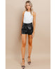 Taupe Less Faux Leather Shorts