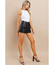Taupe Less Faux Leather Shorts