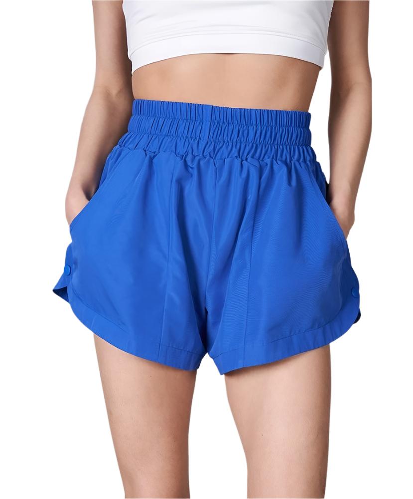 Walker Wide Waistband Shorts with Side Snap-Down Closer