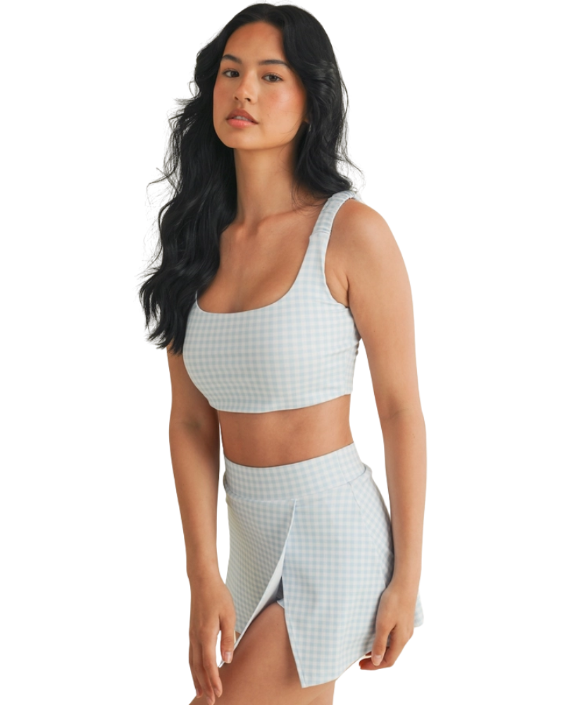 Gingham Chill Ruched Bra Top