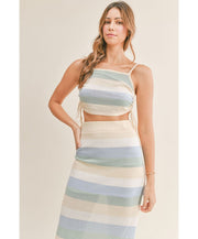 Savannah Stripe Knit Midi Skirt Set