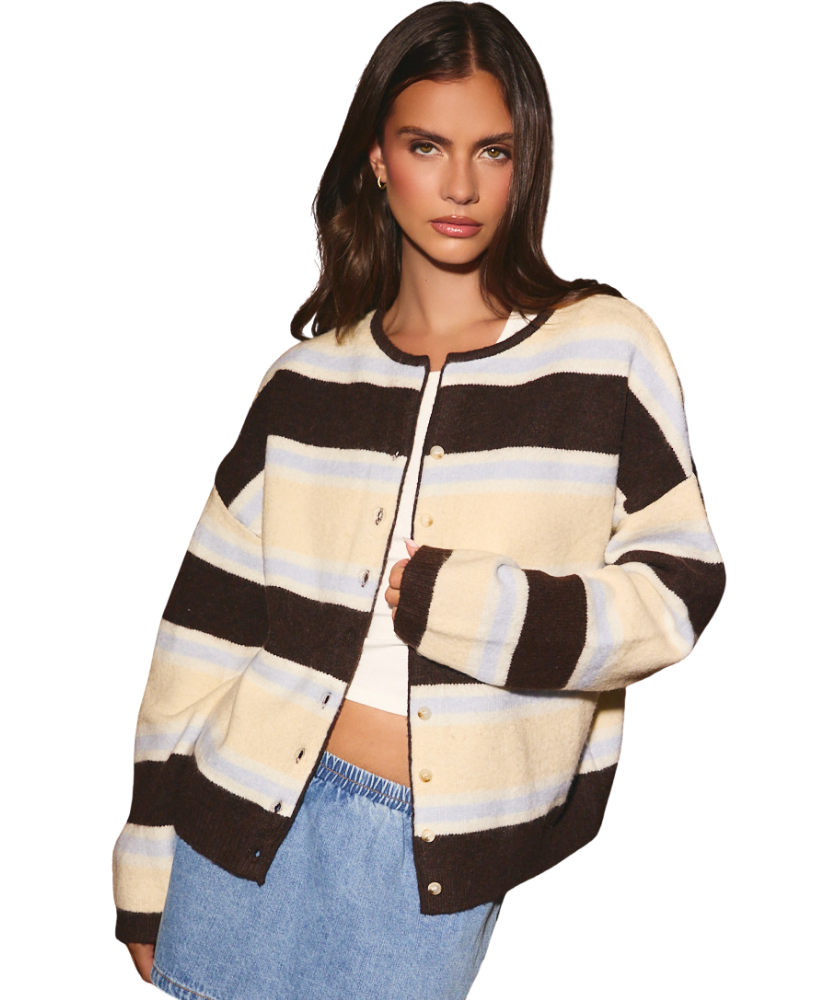 Violet Long Sleeve Stripe Cardigan