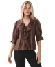 Eyelet Ruffle Pintuck Blouse Puff Sleeve Top