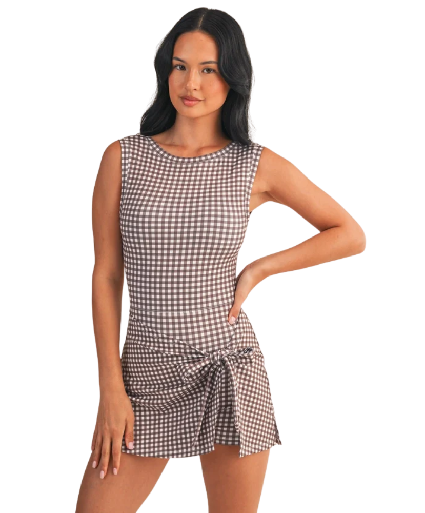 Blakely Gingham Wrap Tie Dress