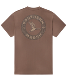Brown t-shirt with 'Southern Marsh' logo AND mallard duck on the back against a white background