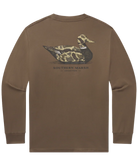 Brown long-sleeve shirt with duck graphic and 'Southern Marsh' text on a white background