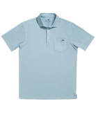 Light blue Beach & Barn polo shirt with a pocket on a white background