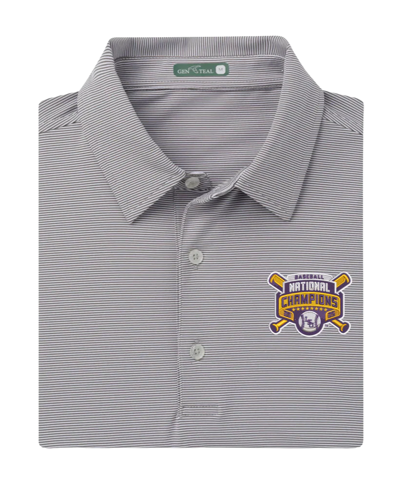 GenTeal - LSU Baseball National Championship Club Pinstripe Performance Polo