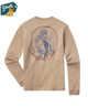 Beige long-sleeve shirt with a cowgirl graphic design on the back, featuring a logo in the top left corner.