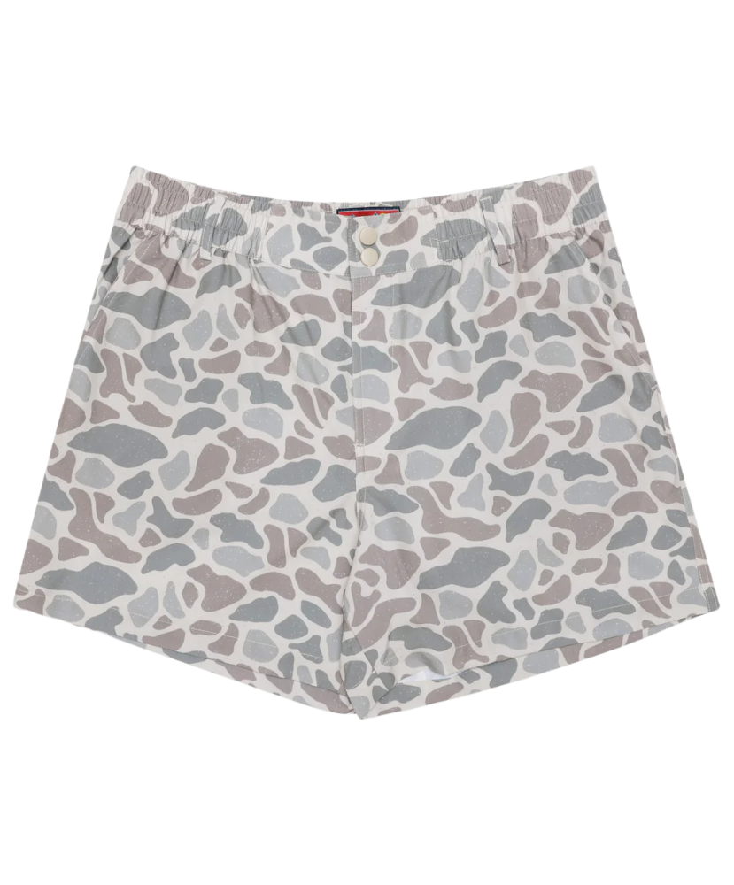 Camo Patterned shorts on a white background