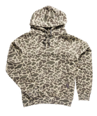Camouflage-patterned hoodie on a white background