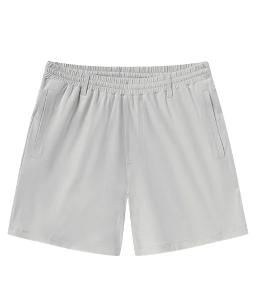 Light gray Southern Shirt Co shorts on a white background