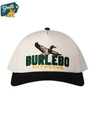 Youth Cap with 'Burlebo Outdoors' logo and duck design on a white background