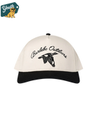 White and black YOUTH cap with 'Burlebo Outdoors' logo on a white background