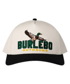 Cap with 'Burlebo Outdoors' logo and duck design on a white background