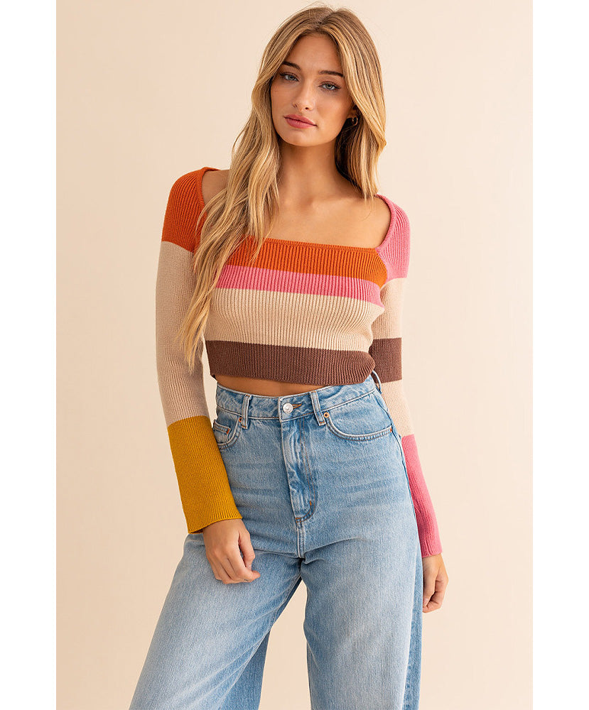 Callie Color Block Stripe Sweater