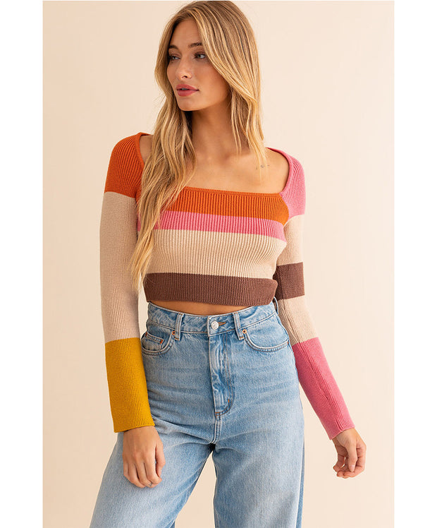Callie Color Block Stripe Sweater