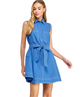 Court Contrast Stich Mini Shirt Dress