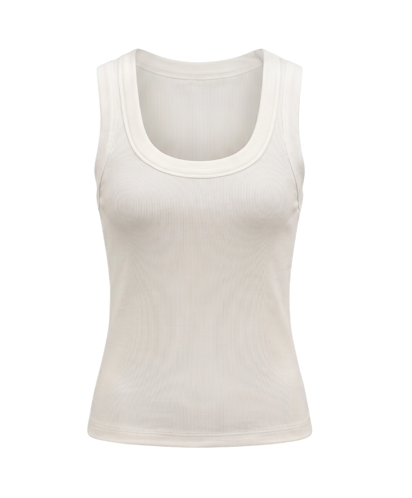 Classic Solid Ribbed Scoop Neck Tank