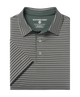 Folded green and gray striped polo shirt with 'Southern Shirt' branding on a white background