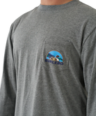 Gray long-sleeve shirt with a Burlebo logo on the chest pocket against a white background