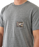 Gray t-shirt with a mallard Burlebo logo on the chest worn by a person