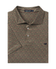Olive green polo with a golden doodle pattern prnt