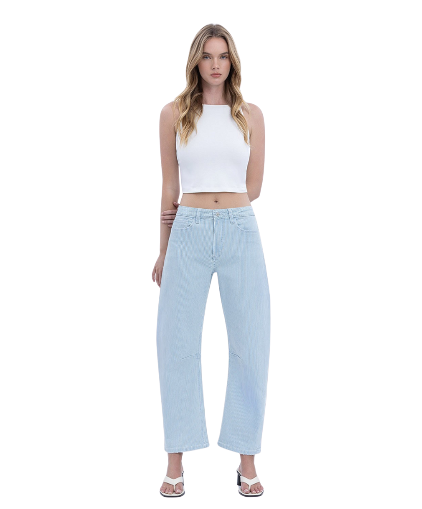 Sadie Super High Rise Striped Barrel Jeans