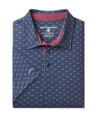 Blue Golf Cart patterned shirt with pink inner lining and Southern Shirt label on a white background