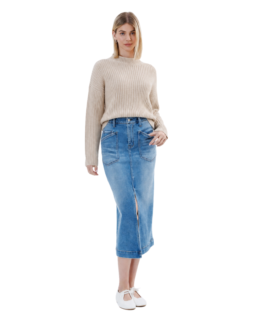 Hartley High Rise Utility Midi Skirt