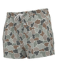 Camouflage-patterned women's shorts on a white background