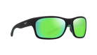Black sunglasses with green lenses on a white background Maui Jim