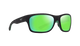 Black sunglasses with green lenses on a white background Maui Jim