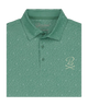 Green Barstool polo shirt with subtle pattern and brand logo on a white background