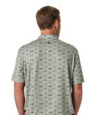 Man wearing a flying duck patterned shirt on a white background