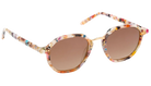Krewe Sunglasses with colorful frame and brown lenses on a white background