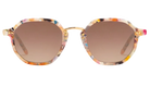 Krewe Sunglasses with colorful frame and brown lenses on a white background
