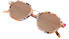 Krewe Sunglasses with colorful frame and brown lenses on a white background
