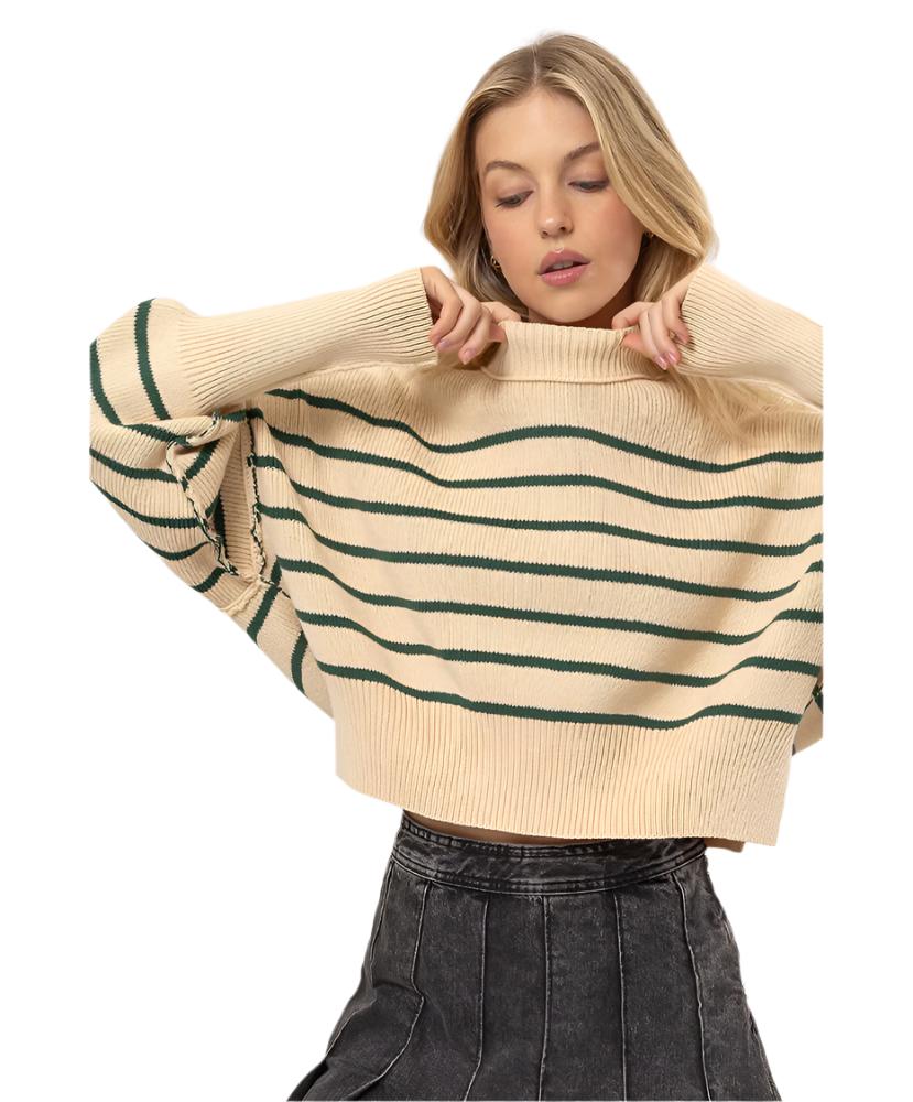 Sweet Striped Crop Sweater