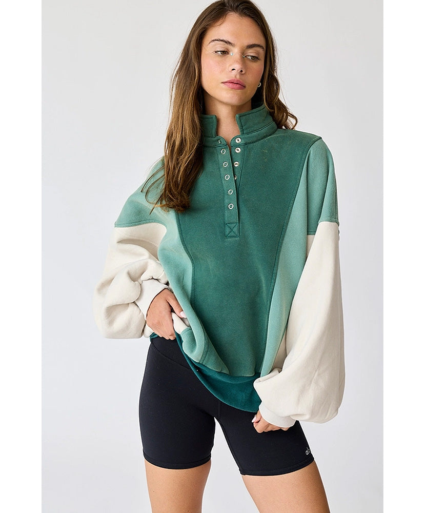 Emma Oversized Washed Colorblock Sweatshirt