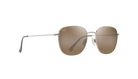 Sunglasses with gold frame and brown lenses on a white background