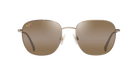Sunglasses with gold frame and brown lenses on a white background